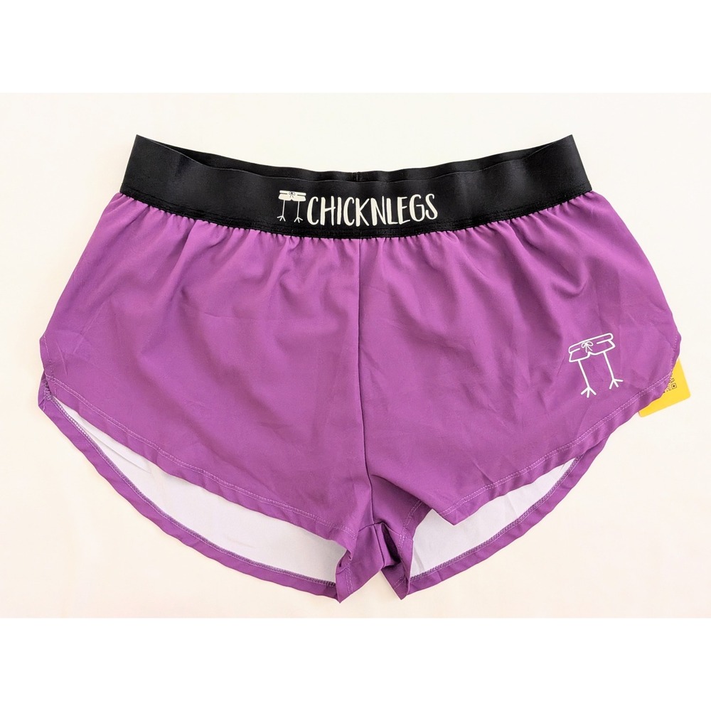 ChicknLegs Women's Deep Purple 1.5" Split Running Shorts Lined X-Large XL - NWT
